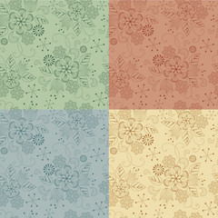Seamless floral pattern in different color background