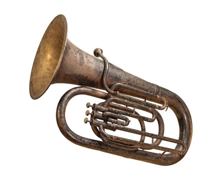 Antique Tuba isolated with a clipping path