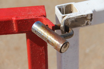 Closed and locked gates on the beach