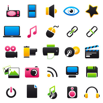 multimedia Color & Black Icons