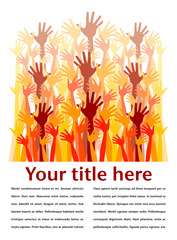 Large crowd of happy hands vector.