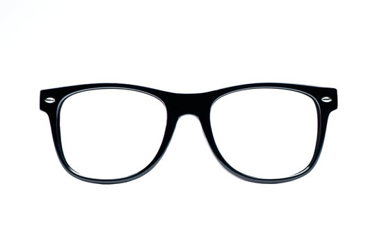 Black nerd Glasses with white background with clipping path