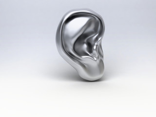 orecchio metallo cormato stilizzato rendering 3d