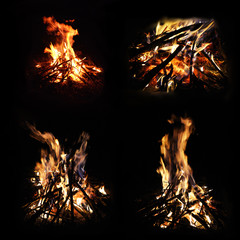 Set of campfire photographs