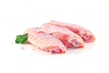 raw chicken wing isolated on white background