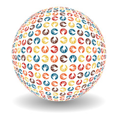 Global hands ball shape vector design.