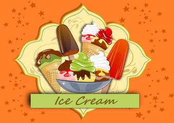 Eis, Eisbecher Illustration