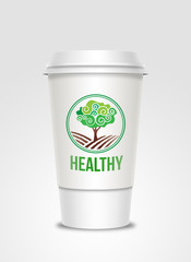 Coffee cup with label