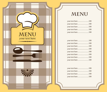 menu with chef's hat and cutlery