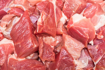 Pieces of raw meat