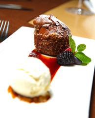 Chocolate Dessert with Ice Cream
