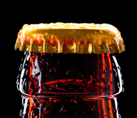 Top of wet beer bottle