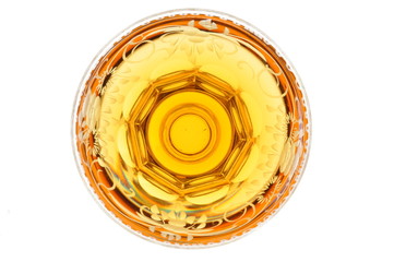 Glass of alcohol, addiction, top view