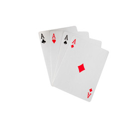 Poker d'assi su sfondo bianco