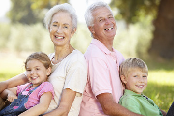 Grandparents with grandchildren in the country