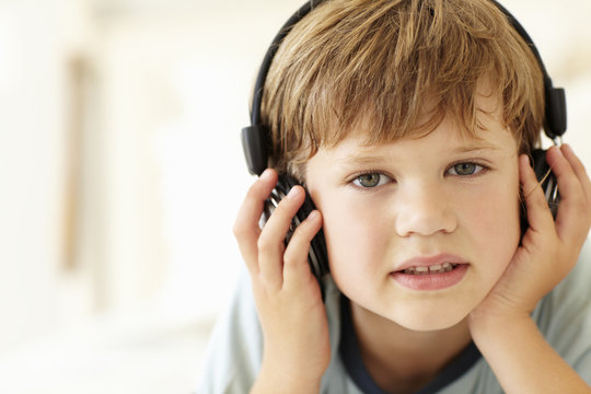 Young Boy Wearing Headphones