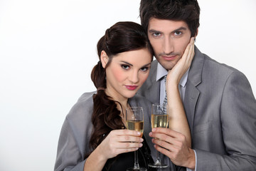 Couple toasting with champagne