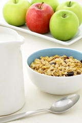 healthy granola and fresh fruits