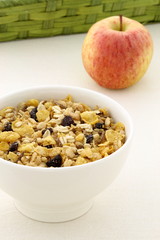 healthy granola and fresh fruits