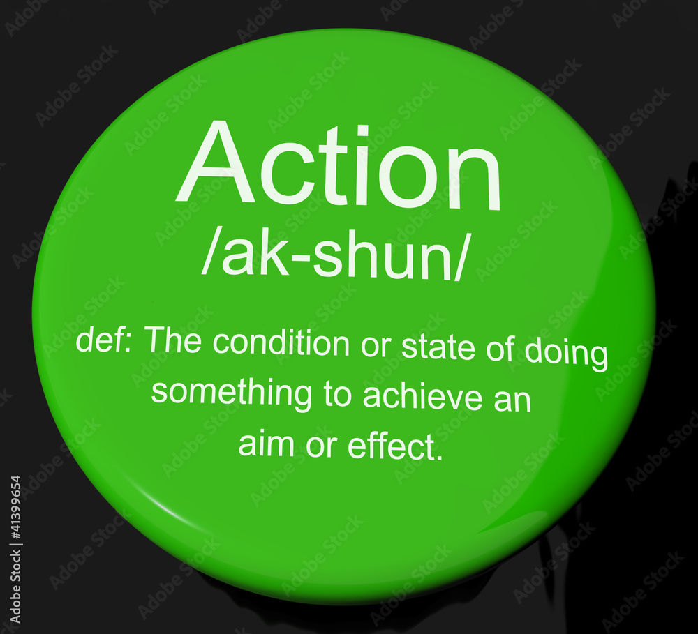 Poster action definition button showing acting or proactive