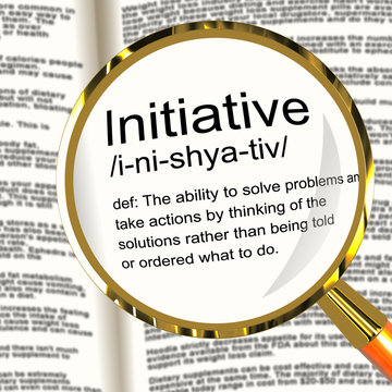 Initiative Definition Magnifier Showing Leadership Resourcefulne