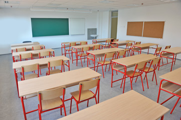 Empty classroom interior