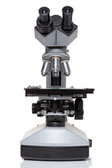 Laboratory microscope isolated on white