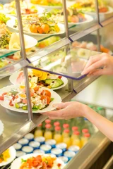 Tuinposter Buffet self service canteen display fresh salad © CandyBox Images