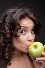 Beauty girl with green apple