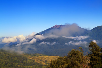Fototapeta premium Typical indonesian landscape view from Kawah Ijen. East Jawa, In