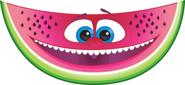 Cute cartoon Watermelon fruit character with happy smile