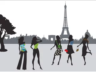 Papier Peint photo Illustration Paris Filles de la mode parisienne