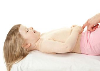 Fototapeta na wymiar Massaging happy child