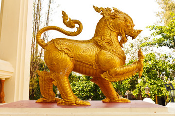 Thai golden lion statue style