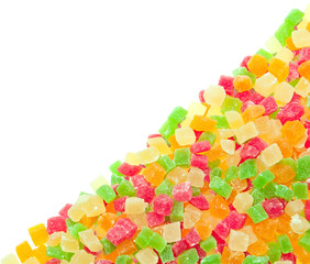 Multi-colored candied fruits.