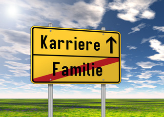 Ortsschild "Karriere / Familie"