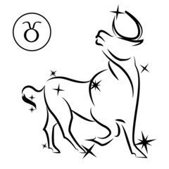 Taurus/Lovely zodiac sign silhouette formed by stars isolated