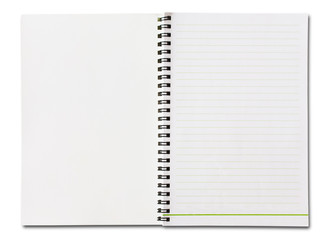 Notebook vertical single white page Isolated