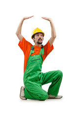 Construction worker isolated on the white