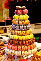 colorful macaroon in dessert shop