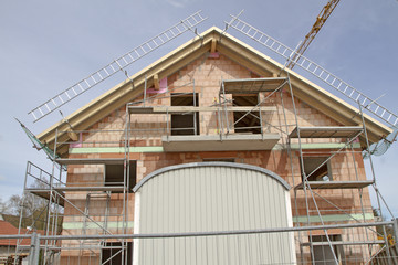Baustelle eines Mehrfamilienhauses, Bayern