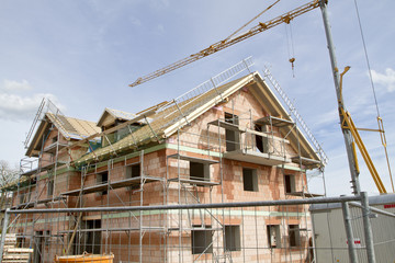Baustelle eines Mehrfamilienhauses, Bayern