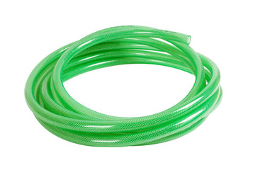 gree plastic hose isolated on white background