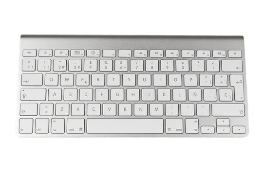 Modern computer keyboard on white background