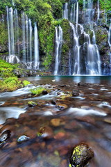 Résurgences et cascades à la rivière Langevin, La Réunion.