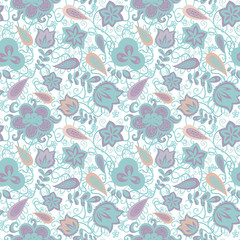 floral and paisley elements fantasy seamless pattern