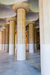 column hall of Parc Guell, Barcelona