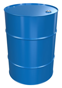 Oil Barrel. Blue Oil Barrel, Metal Lid. Isolated.