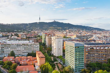 view on Barcelona and Tibidabo Mountain