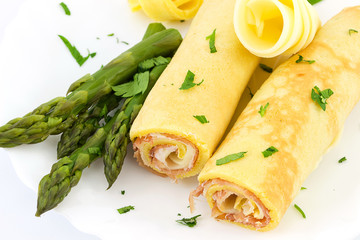 crepes stuffed with ham and provolone sweet